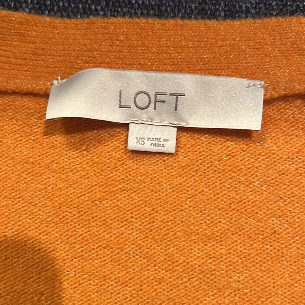 LOFT Marigold Mustard Yellow Super Soft Plush Button V Neckline Sweater